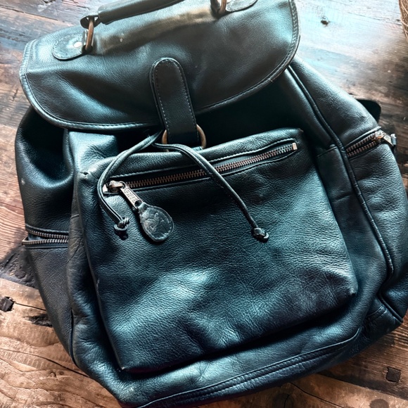 FRYE Black Leather Back Pack, big bag main image 4